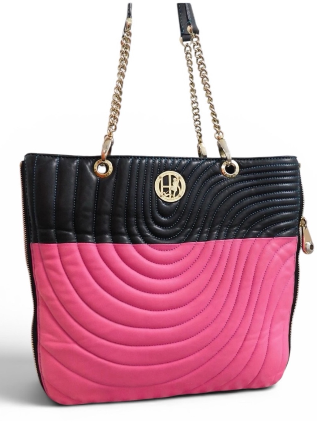 Henri Bendel No.7 Quilted Lambskin Leather Shoulder Bag W/Gold-Tone Chain-Handle